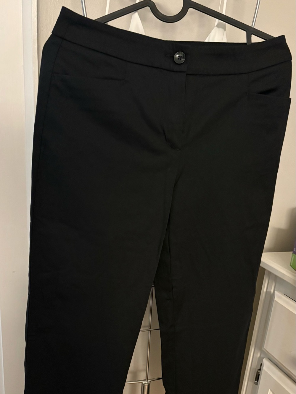Olsen -Classic Black Women's Stretch Ankle Pantsa button front/back pockets